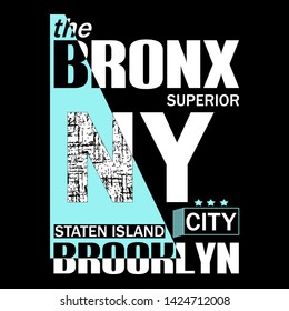 Bronx Brooklyn design,vector typography artistic line concept,ny trendy apparel print,illustration art,letter style