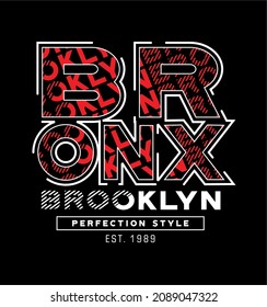 bronx brooklyn grunge red text typography graphic vector illustration