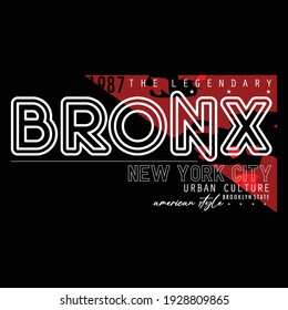 Bronx City Stylish Typography Graphic Slogan T shirt Stock Vector Illustration Design