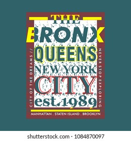 the bronx graphic typography t shirt design, vector vintage illustration artistic art