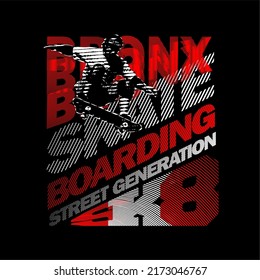 BRONX grunge skateboarding design typography, vector design text illustration, poster, banner, flyer, postcard , sign, t shirt graphics, print etc