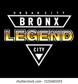 bronx legend text lettering icon design for t shirt label and other