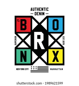 The bronx, manhattan, NYC, typography graphic design, for t-shirt prints, vector illustration