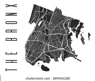 El Mapa Del Bronx El Afiche Del Mapa Del Bronx.: Vector De Stock (Libre De Regalías)  1894341280 | Shutterstock