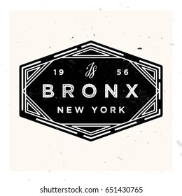 Bronx New York Apparel LAbel Design, Vector Illustration in Vintage Style 1920s