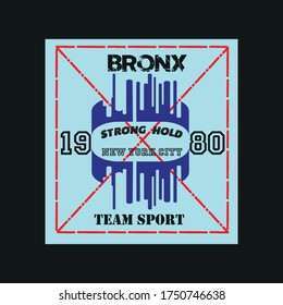 bronx new york city lettering team sport typogrhapy design for t-shirt print vector illustration