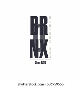 The Bronx New York City lettering. T-shirt printing design. Stamp, print for sportswear or streetwear apparel. Vector illustration