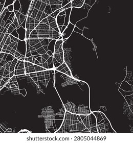 The Bronx New York in the United Stated of America City Map Art Print, Minimalist Black and White Vector Road Map Street Plan Poster with Harbor Bridge
