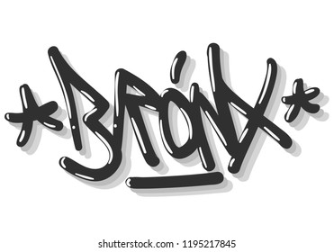 Bronx New York Usa Hip Hop Related Tag Graffiti Influenced Label Sign  Logo Hand Drawn Lettering for t shirt or sticker on a white background. Vector Image.