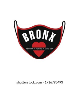 bronx printed mask design on black background