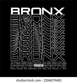 Bronx repeat wave effect design typography, vector design text illustration, sign, t shirt graphics, print.