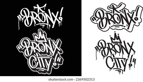 Bronx text in graffiti tag font style. Graffiti text vector illustrations.