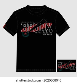Bronx Text Lettering Stylish Typography Graphic T shirt Stock Vector Illustration Design