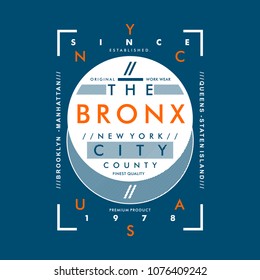 bronx typography graphic t shirt design,vector illustration artistic art