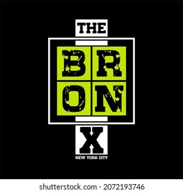 Ilustración vectorial del diseño de la tipografía de BRONX,producto de prendas de vestir artísticas vintage de elemento