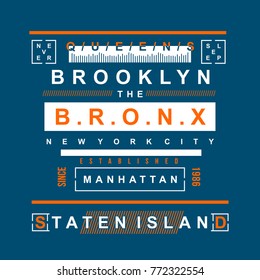 bronx typography tee graphic design, vector illustration element artistic stock image