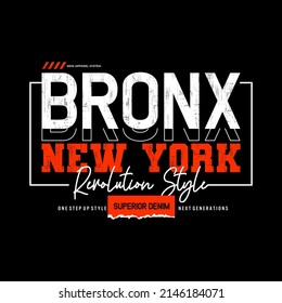 bronx typography, tee shirt and apparel.
