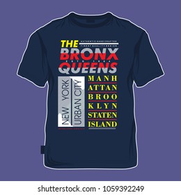 the bronx typography tee shirt design, vector illustration for printing 