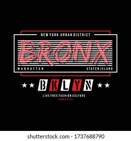 bronx typography for t-shirt print vectors