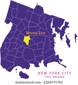 Ubicación del Zoológico de Bronx en el mapa del Bronx, Nueva York