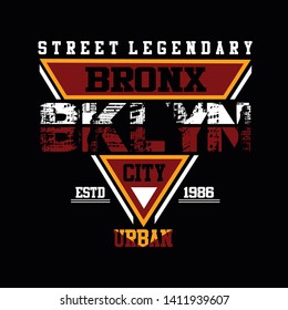 bronx,brooklyn city tee element vintage graphic t shirt print vector illustration design