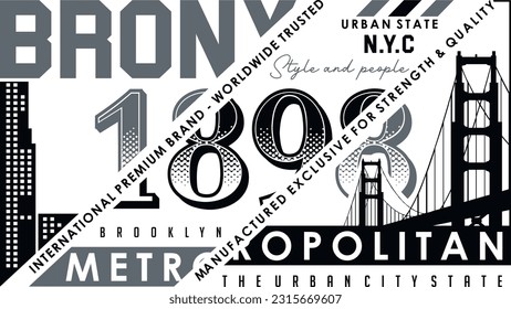 la impresión gráfica de diseño de la ilustración de la tipografía vectorial de Bronx