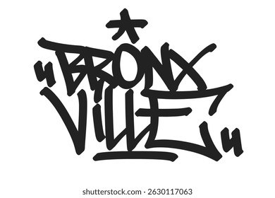 Bronxville graffiti tag in bold black lettering on white background. Clean urban style, perfect for suburban culture, creative projects, and street art with strong urban vibes.