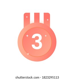 Bronze 3rd medal icon with gradient style. Winner medal championship icon