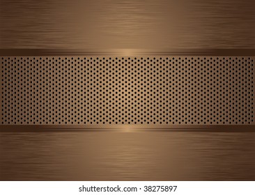 bronze abstract brushed metal background wit holes punched