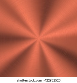 Bronze abstract technology background with polished, brushed circular metal texture, chrome, silver, steel, copper, rust for design concepts, web, posters, wallpapers and prints. Vector illustration.