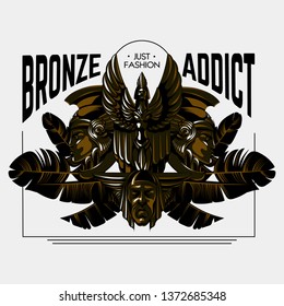 Bronze addict. Vector hand drawn illustration of sculpture made in art deco style isolated. Template for card, poster. banner, print for t-shirt, pin, badge, patch.
