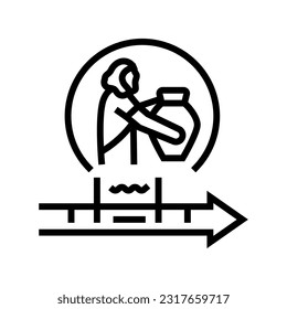 bronze age human evolution line icon vector. bronze age human evolution sign. isolated contour symbol black illustration