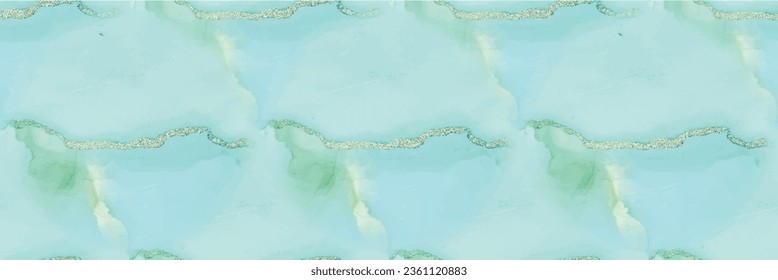 Bronze Alcohol Ink Background. Green Ink Paint. Golden Water Color Canvas. Marble Gold Vector Ink. Foil Gradient Background. Blue Marble Watercolor. Vector Seamless Pattern. Modern Abstract Template.