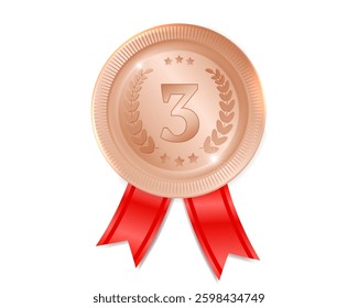 bronze award for 3rd place, bronze medal on a white background