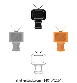 Bronze award in Famer of the TV with aerial.Trophy for best film.Movie awards single icon in cartoon,black style vector symbol stock illustration.