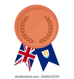 Medalha de bronze com fitas da bandeira de Anguila para os vencedores