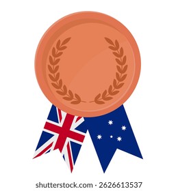 Medalha de bronze com fitas de bandeira da Austrália para os vencedores