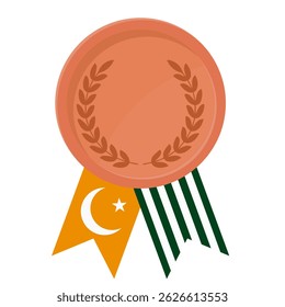 Bronze award medal with Azad Jammu and Kashmir flag ribbons for winners