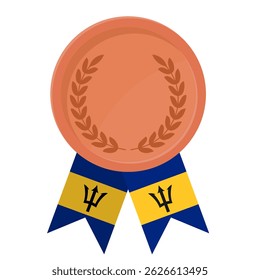 Bronze award medal with Barbados flag ribbons for winners