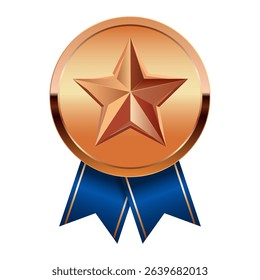 Bronze award medal with blue ribbons and star for sport and games
