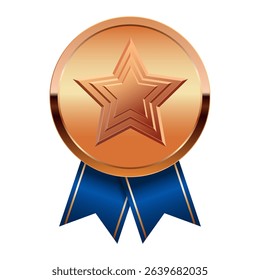 Bronze award medal with blue ribbons and star for sport and games