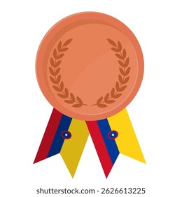 Medalha de bronze com fitas de bandeira da Colômbia para os vencedores