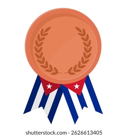 Medalha de bronze com fitas da bandeira de Cuba para os vencedores