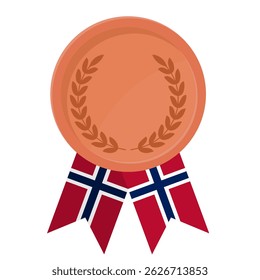 Bronze award medal with Norway flag ribbons for winners