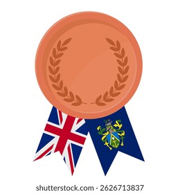 Medalha de bronze com fitas da bandeira das Ilhas Pitcairn para os vencedores