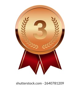 Bronze award medal with red ribbons for sport and games