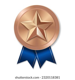 Bronze award medal with star Illustration from geometric shapes