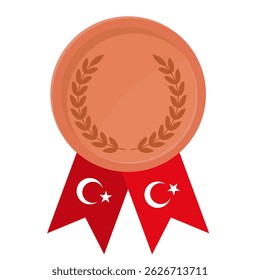 Bronze award medal with Turkey flag ribbons for winners