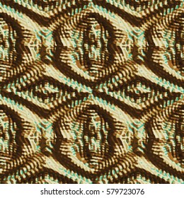 Bronze bas-relief ornament. Colorful endless texture with shadow. Geometric vector pattern.