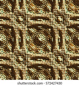 Bronze bas-relief ornament. Colorful seamless texture with shadow. Geometric vector pattern for website, corporate style, party invitation, wallpaper, interior design